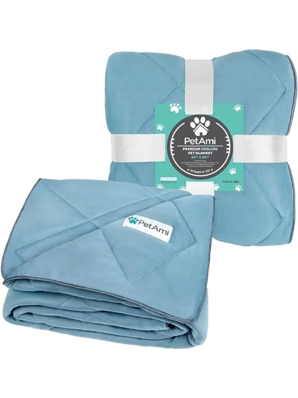 Lightweight Cooling Dog Blanket for Pets, Queen Size 90x90, Soft Blue Color